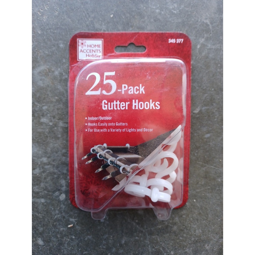 Home Accents Holiday Gutter Hooks (25 ct) for Christmas Lights New Sealed